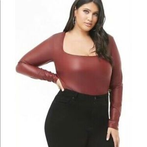 Forever 21 + Faux Leather Long Sleeve top